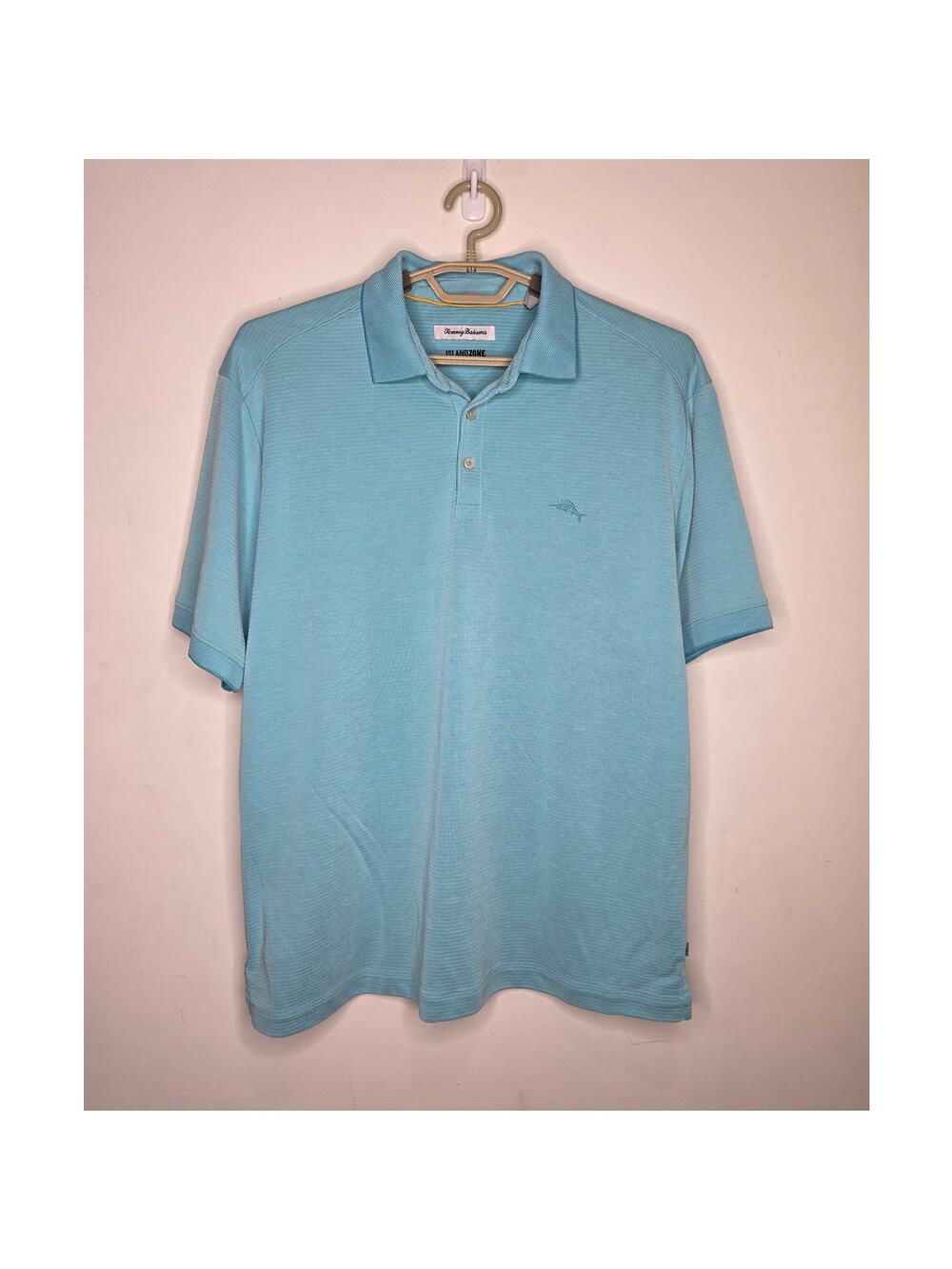 Tommy Bahama light teal blue short sleeve polo shirt - large